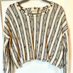 Long-Sleeve Striped Crop Blouse
